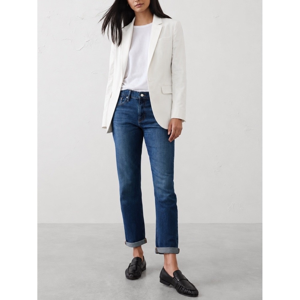 Banana Republic White Single Button Pocket Blazer Jacket